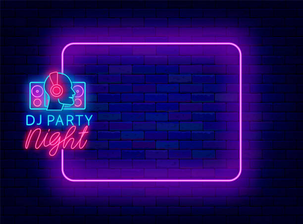 istock Dj party night neon advertising. Nightclub invitation. Vector stock illustration 2184265412