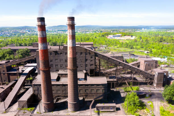 istock Smokestacks of an sinter factory. View from above 2184275116