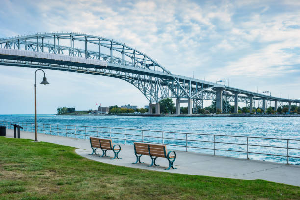 istock Port Huron Michigan Blue Water Bridge USA 2184275247