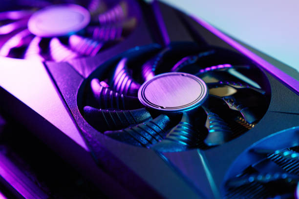 istock Modern gaming graphics card illuminated by neon lights 2184278069
