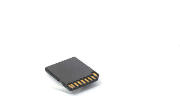 istock Front view of an SD card above its plastic protective case on a white background. Computer or camera components for data or photo storage. 2184279034