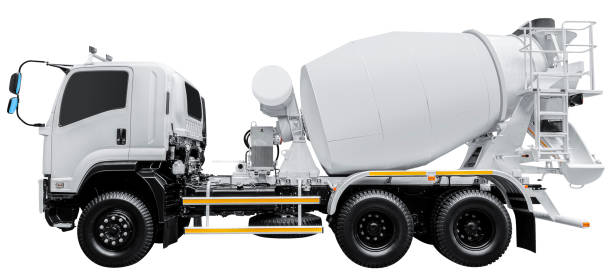 istock White cement mixer truck isolated on white background with clipping path 2184283654
