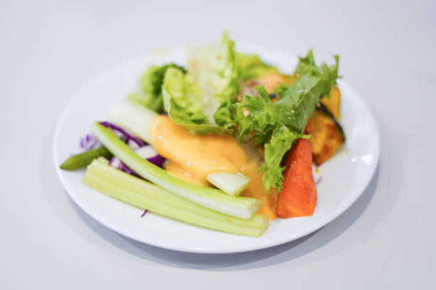 Close-up Salad in a plate placed on the table
