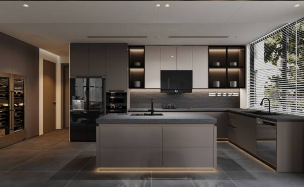 istock Modern contemporary kitchen design featuring sleek cabinets and high-tech appliances 2184288365