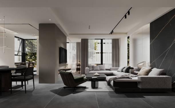istock Modern minimalist living room design for contemporary interiors 2184288445
