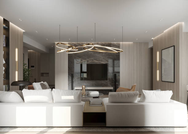 istock Modern luxury living room interior with elegant lighting design 2184289523