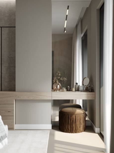 istock Modern minimalist dressing area with natural light and elegant decor 2184289840