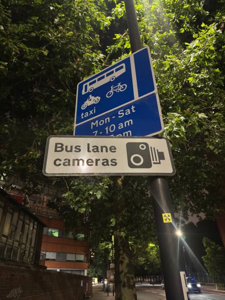 istock Bus Lane Cameras sign post 2184292249
