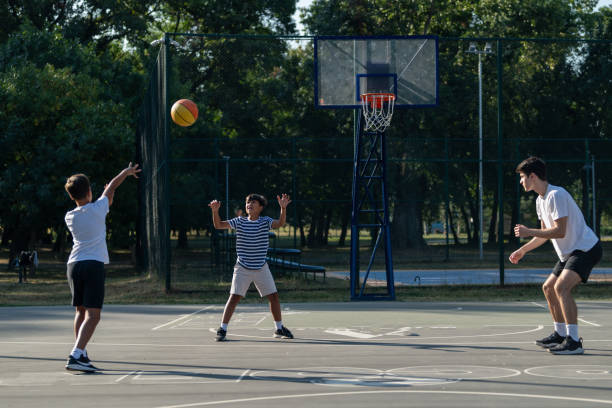istock Boys participate in basketball training outdoors with a coach, practicing skills and teamwork. The session promotes fitness, sportsmanship, and skill-building in a fun, supportive environment 2184292288
