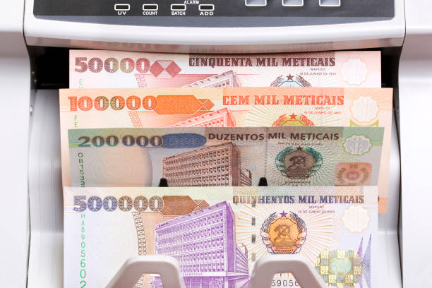 istock Mozambican metical in the counting machine 2184294731