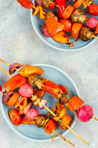 istock Roasted vegan skewers. 2184295553