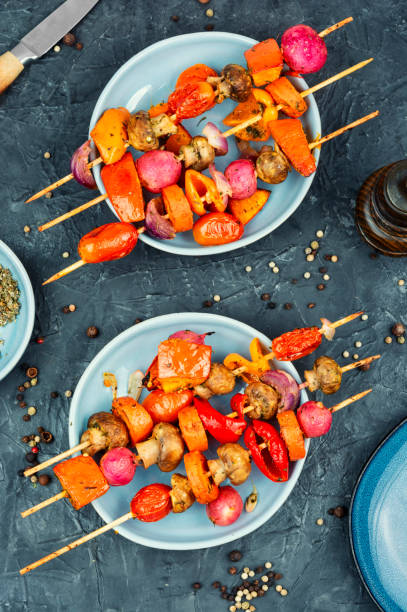 istock Vegetarian grill skewers. 2184295675