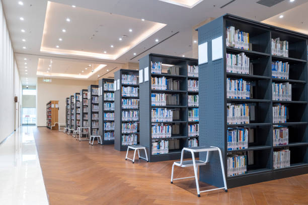 istock Bookshelves in the library 2184296218
