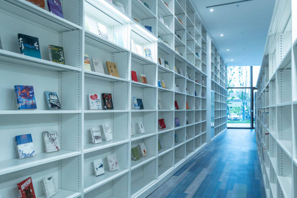 istock Bookshelves in the library 2184296239