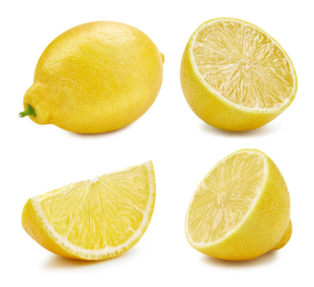 istock Lemon fruits with slice isolated 2184299422