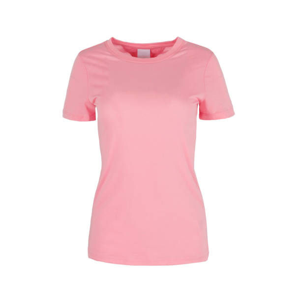 istock Women's pink T-shirt isolated on white background 2184306140