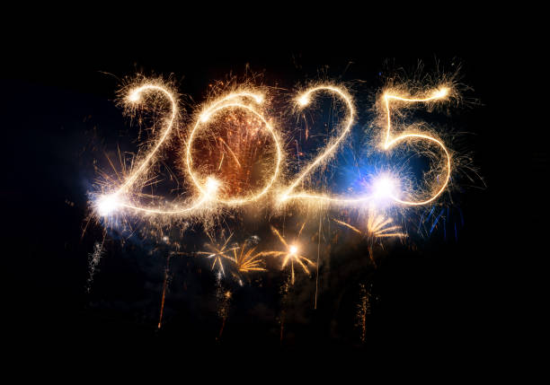 istock Sparkler Happy New Year 2025 with fireworks 2184309000