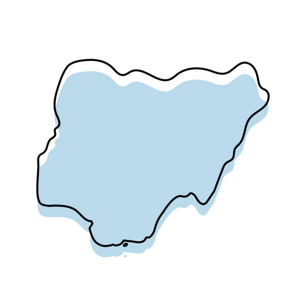 mapa nigérie s tělem a obrysem izolovaných na bílém pozadí - kano stock ilustrace