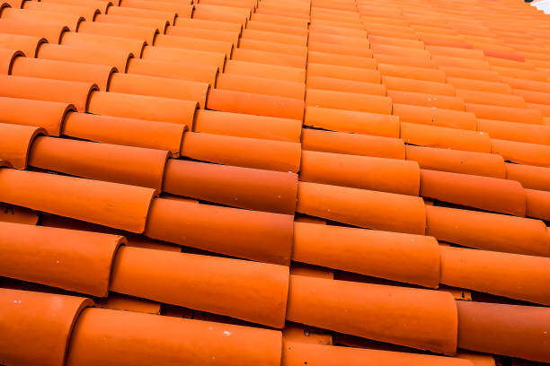 istock The roof is made of red tiles and has a unique pattern 2184317058