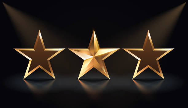 istock Star award, gold stars on black background. Vector illustration 2184317293