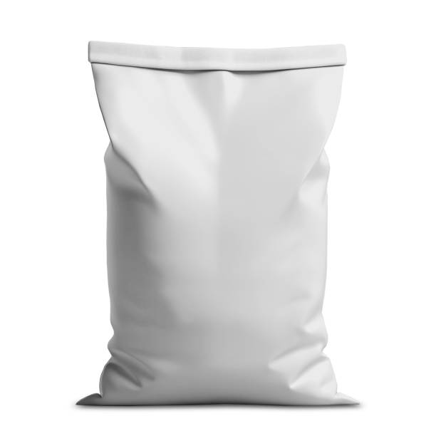 istock Plastic Bag Mockup, 25 kg Bag Mockup, Sand bag or white plastic canvas sack for rice or agriculture product 2184323535