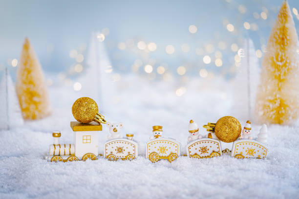 istock Christmas background with toy train 2184325852