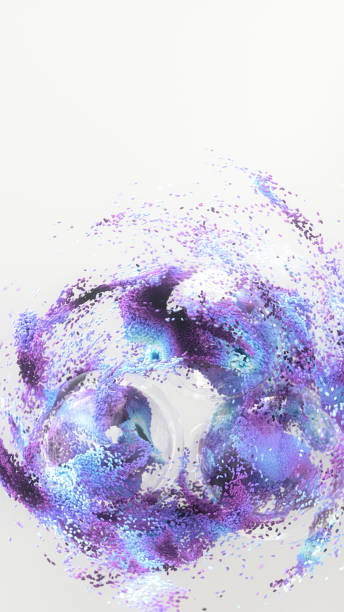 istock Abstract particle dance, particles moving in slow motion. Blue tones.Vertical 2184335061
