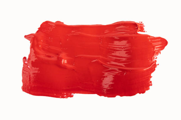 Red brush stroke isolated on white background. Brown abstract stroke. Colorful oil paint brush stroke