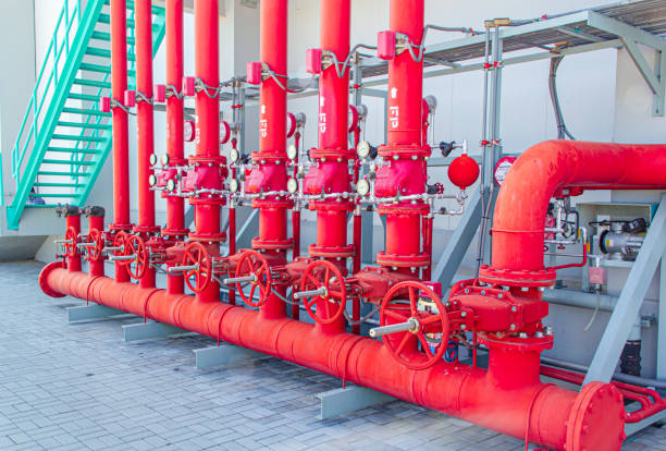 istock Water sprinkler and fire alarm fighting system in factory 2184344587