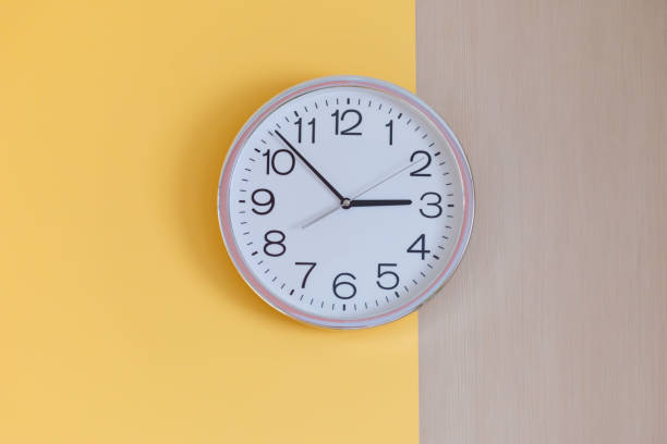 istock A white clock with black numbers showing the time as 14:53 2184345789