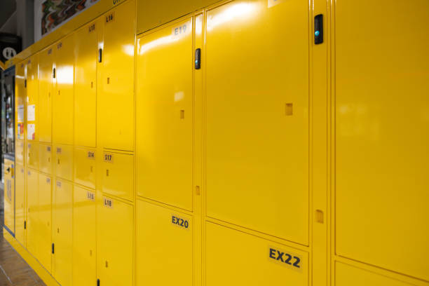 istock A row of yellow smart cabinets. 2184345806