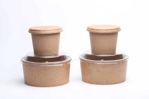 istock Eco cardboard round food box floating on white background 2184350969