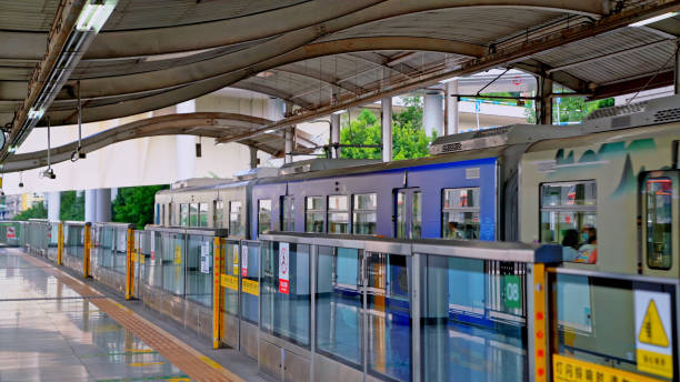 Light Rail Station Platforms,Chongqing, China, Asia.Chungking.
