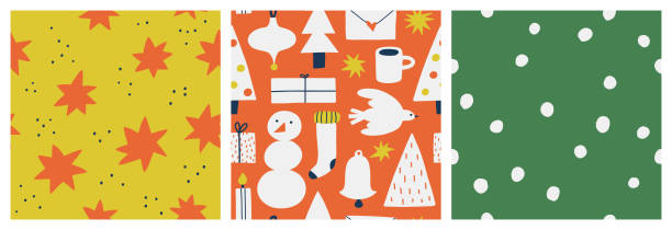 istock Set of seamless patterns with different winter and Christmas symbols. Cozy background. Hand draw vector collection of Christmas winter symbols. 2184360155