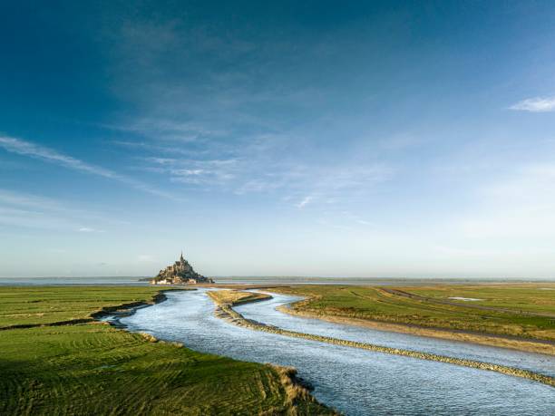 drone environment of mont saint michel