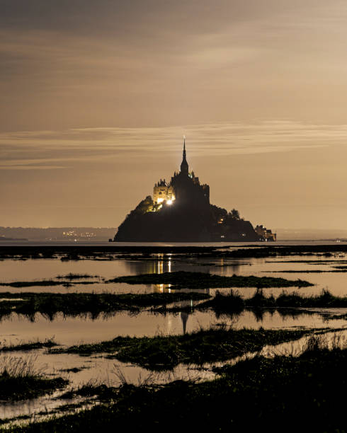 istock golden hour and the mont saint michel 2184366929
