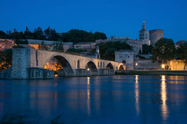 istock Rhone river and city of Avignon at night 2184366991