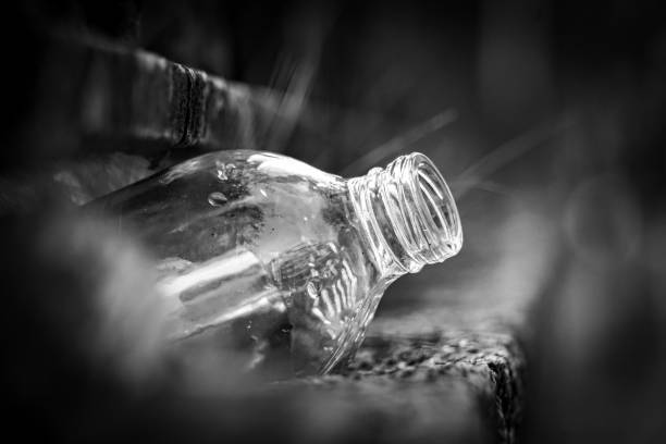 Close up of a bottle in black and white
