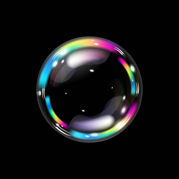istock Soap bubble color spectrum on a black background. Realistic air bubble 3D graphics glare and transparency effect. Vector illustration 2184368300