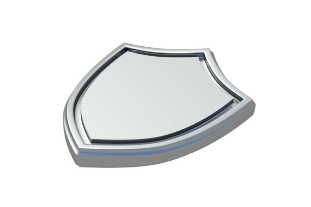 One shield isolated on white background. Protection symbol. Guaranty emblem. Access badge. 3d render