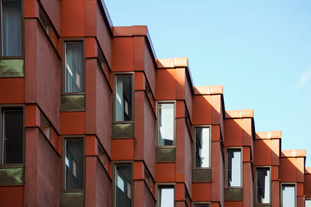 istock Low angle of the building against blue sky 2184375954
