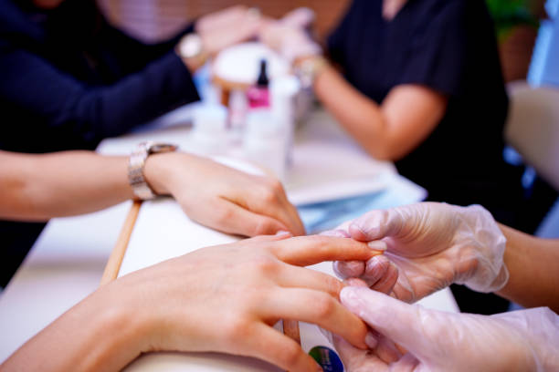 Women having  manicure at beauty spa