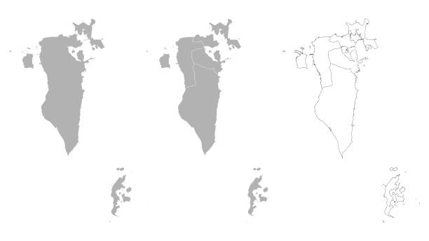 Set Of Bahrain Maps With Main Map And Regional Maps Stock Set Of Bahrain Maps With Main Map And Regional Maps 