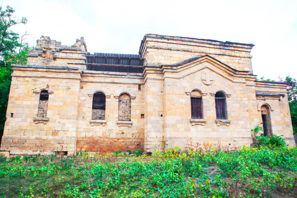 Old church in village Balauresti from Moldova. Abandoned ancient church