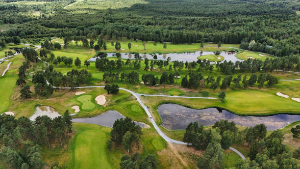 istock Idyllic Golf Course Landscape Captured from the Sky 2184386365