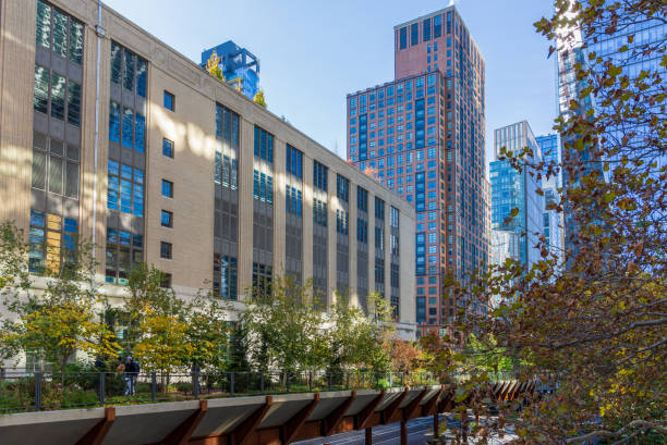 istock ﻿High Line New York, a public park built on a historic freight rail line elevated above the streets 2184388513
