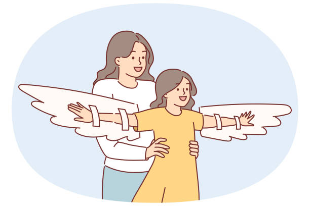 istock Mother plays with daughter using imaginary wings to motivate child to achieve goals 2184390968