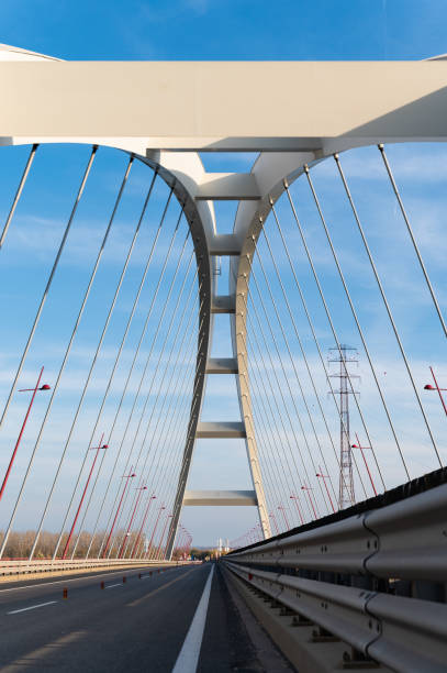 istock Symmetrical view of the Pentele Bridge structure 2184391384