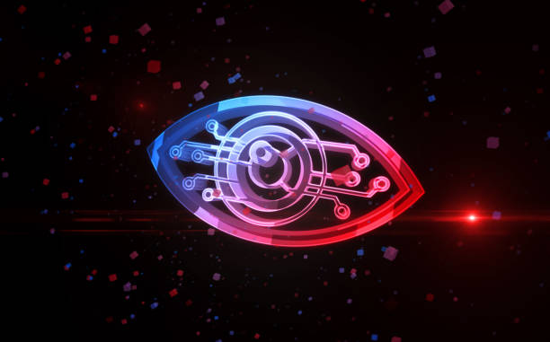 istock Cyber eye spying security symbol glass 3d object illustration 2184397467