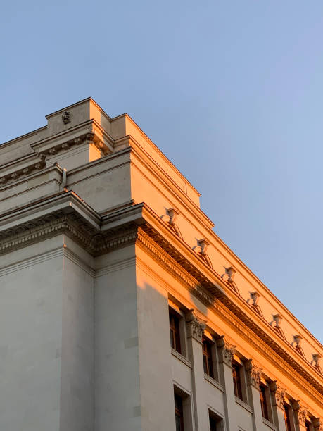 istock Golden Hour on Historic Stone Facade 2184400021